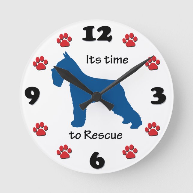 Reloj Redondo Mediano Its Time to Rescue Schnauzers (Anverso)