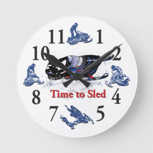 Reloj Redondo Mediano Its Time to Sled - Snowmobile Clock