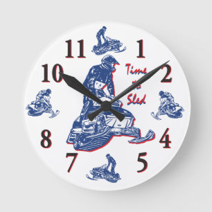 Reloj Redondo Mediano Its Time to Sled - Snowmobile Clock