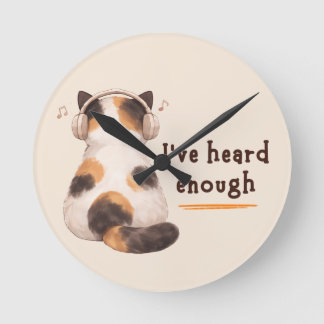 Reloj Redondo Mediano "I've heard enough" Cat Wearing Headphone