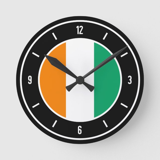 Reloj Redondo Mediano Ivory Coast Flag Elegant (Anverso)