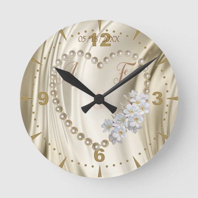 Reloj Redondo Mediano Ivory,Green,Blue,gold Silk & Pearls (Anverso)