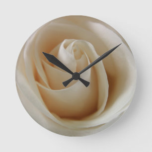Reloj Redondo Mediano Ivory White Rose Flower Floral Photo