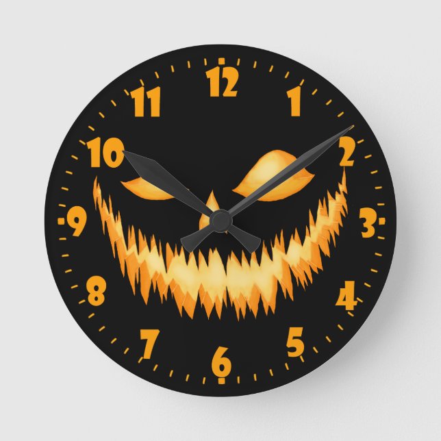 Reloj Redondo Mediano Jack O Lantern In The Dark With An Evil Grin 2 (Anverso)
