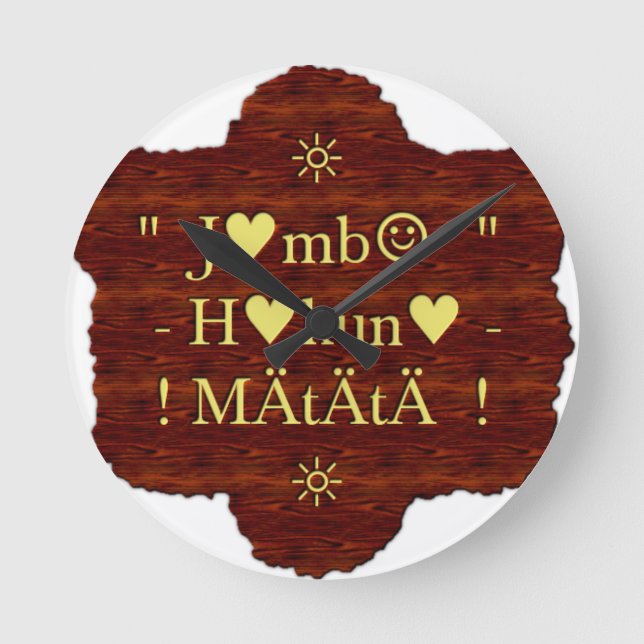 Reloj Redondo Mediano Jambo Hakuna Matata: Dibujo/gráfico de arte africa (Anverso)