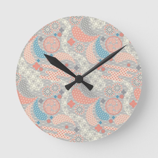 Reloj Redondo Mediano Japanese style pattern. Illustration. (Anverso)