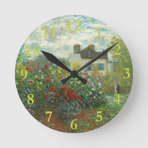 Reloj Redondo Mediano Jardín de artistas de Monet en Argenteuil Pintura