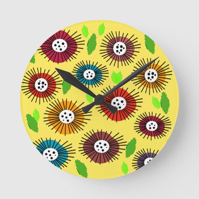 Reloj Redondo Mediano Jardín de flores de Scandi (Anverso)