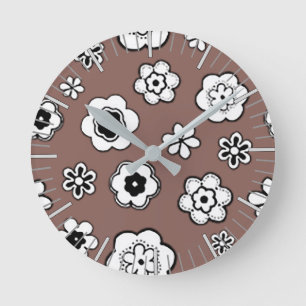 Reloj Redondo Mediano Jardín de flores en Brandy