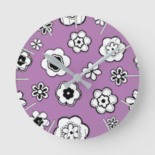 Reloj Redondo Mediano Jardín de flores en orquídea silvestre