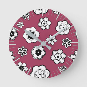 Reloj Redondo Mediano Jardín de flores en vino