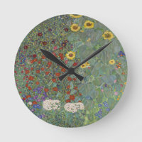 Jardín de granja con girasoles por Gustav Klimt