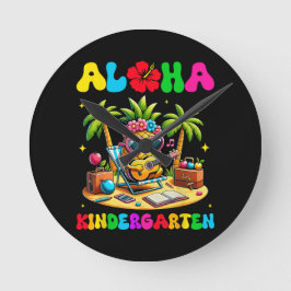 Reloj Redondo Mediano Jardín de infancia Aloha Piña Hawái Vuelta al cole
