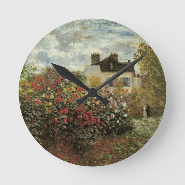 Reloj Redondo Mediano Jardín de Monet en Argenteuil por Claude Monet (Anverso)