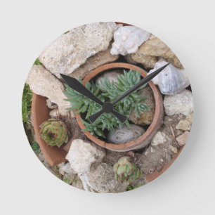 Reloj Redondo Mediano Jardín de rocalla miniatura