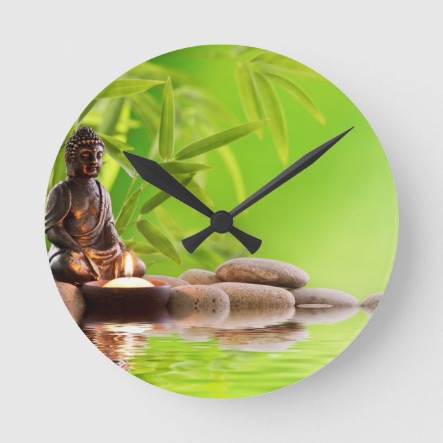 Reloj Redondo Mediano jardín de serenidad buddha zen (Anverso)