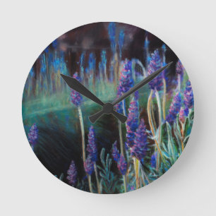 Reloj Redondo Mediano Jardín junto al estanque en Crepúsculo