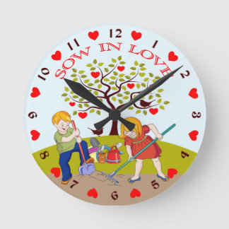 Reloj Redondo Mediano Jardín retro infantil, - Sow en amor