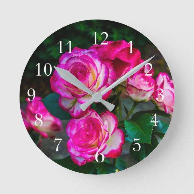 Reloj Redondo Mediano Jardín Rosa (Anverso)
