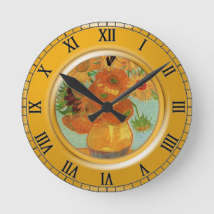Reloj Redondo Mediano Jarrón con doce girasoles, Vincent van Gogh