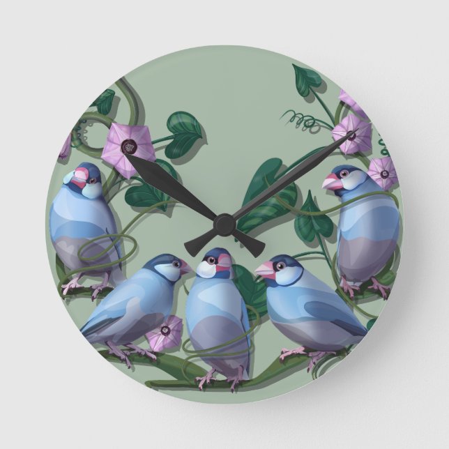 Reloj Redondo Mediano Java sparrows  (Anverso)
