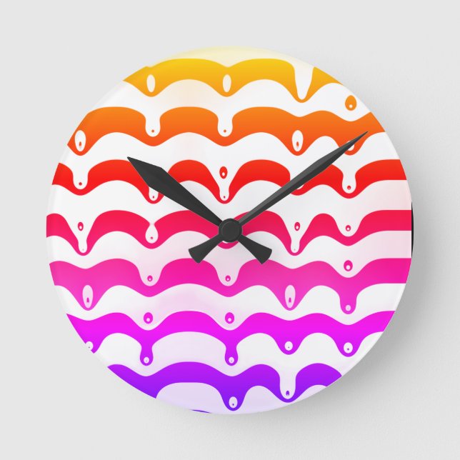 Reloj Redondo Mediano Jazzy Tropical Psychedelic Dripping Stripes (Anverso)
