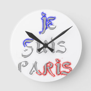 Reloj Redondo Mediano Je Suis París Impreso de Arte de Texto I Love Pari