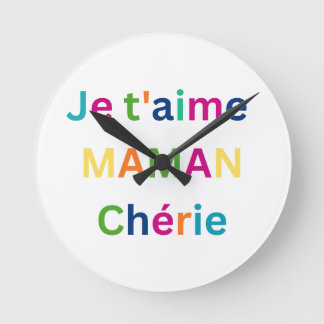 Reloj Redondo Mediano "Je t'aime MAMAN chérie" Cute Kids Wall Clock