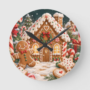 Reloj Redondo Mediano Jengibre personalizado Navidad con dulces, pastel