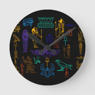 Reloj Redondo Mediano Jeroglíficos y símbolos de la Antigua Egipto