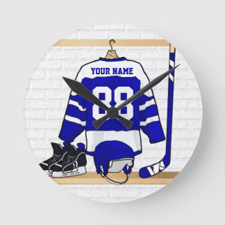 Reloj Redondo Mediano Jersey de hockey sobre hielo azul y blanco persona