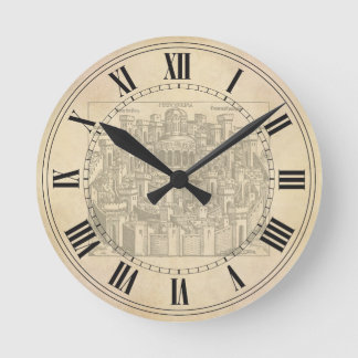 Reloj Redondo Mediano Jerusalén, grabar en madera medieval