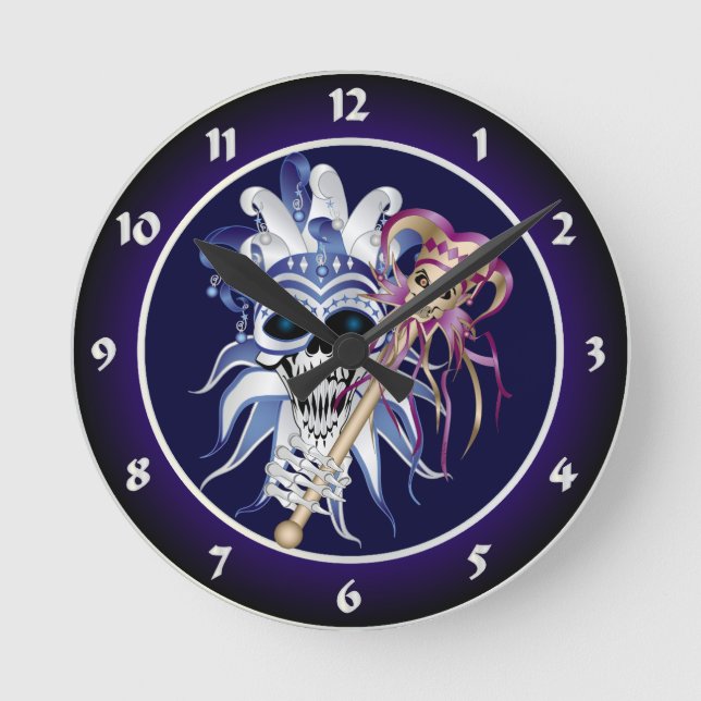 Reloj Redondo Mediano Jester Skull (Anverso)