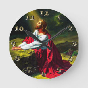 Reloj Redondo Mediano Jesucristo que ruega en el jardín de Gethsemane
