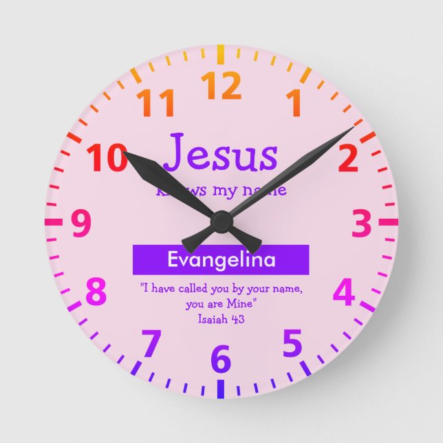 Reloj Redondo Mediano JESUS CONOCE MI NOMBRE Bonito Chicas personalizado (Anverso)