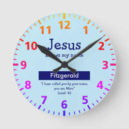 Reloj Redondo Mediano JESUS CONOCE MI NOMBRE Niños personalizados de col