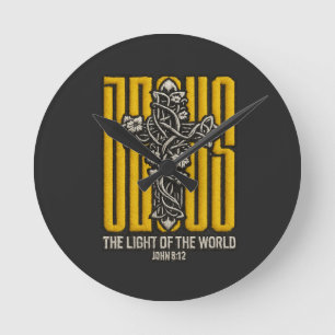 Reloj Redondo Mediano Jesus Cross Embrosed