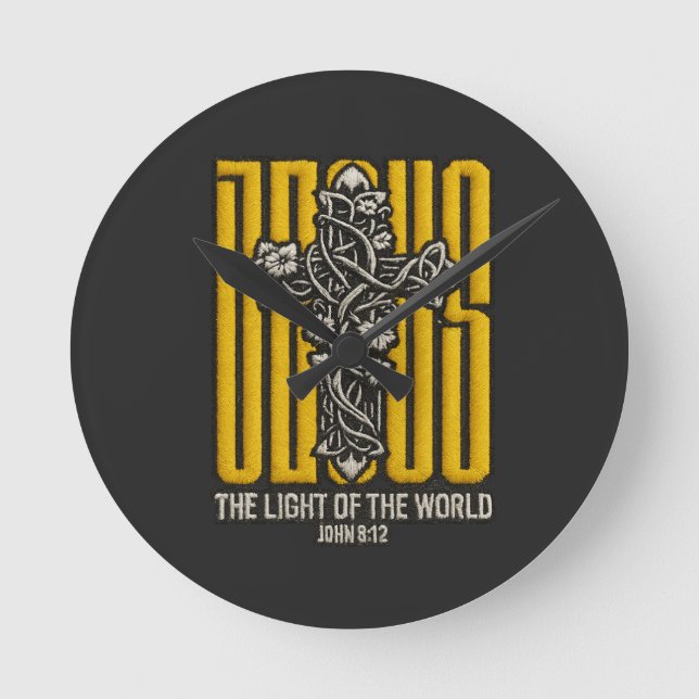 Reloj Redondo Mediano Jesus Cross Embrosed (Anverso)