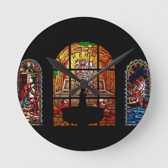 Reloj Redondo Mediano jesús de vidrio manchado (Anverso)