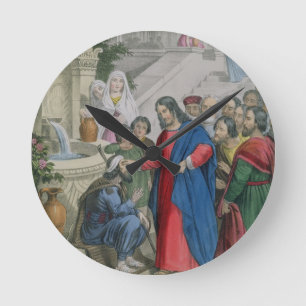 Reloj Redondo Mediano Jesus Gives Sight to One Born Blind, from a bible
