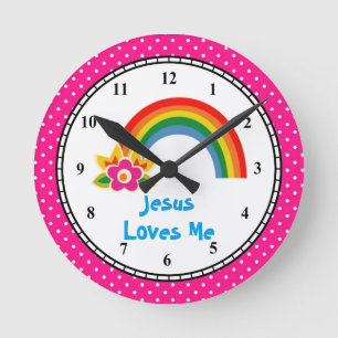 Reloj Redondo Mediano Jesús me ama arco iris