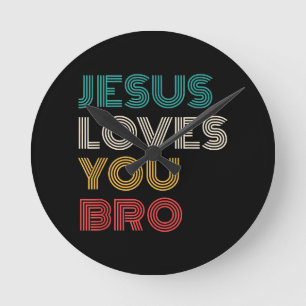Reloj Redondo Mediano Jesús Te Ama Hermano, Graciosa Fe Cristiana RetroJ