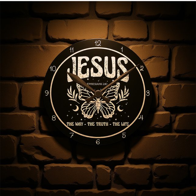 Reloj Redondo Mediano Jesus The Way The Truth The Life Butterfly (Subido por el creador)