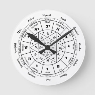 Reloj Redondo Mediano Jewish Calendar wall clock 12 Tribes of Israel 
