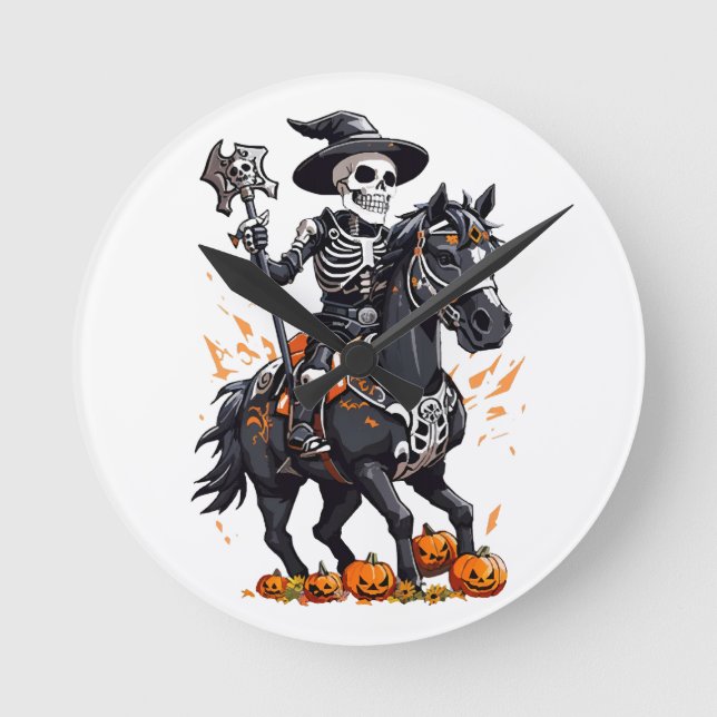 Reloj Redondo Mediano Jinete de caballo esqueleto (Anverso)