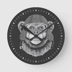 Reloj Redondo Mediano Jinete de la motocicleta del chimpancé