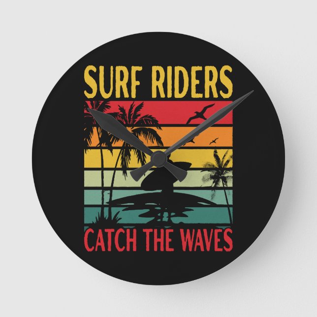 Reloj Redondo Mediano Jinetes de surf atrapan las olas (Anverso)