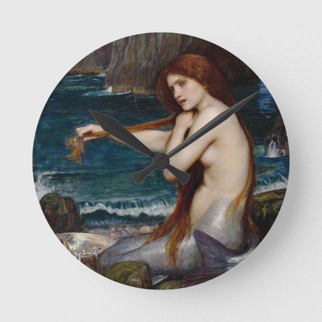 Reloj Redondo Mediano John William Waterhouse Mermaid (Anverso)