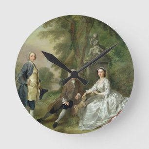 Reloj Redondo Mediano Jonatán Tyers (d.1767) y su hija, Elizabet
