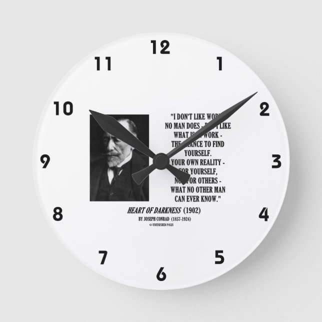 Reloj Redondo Mediano Joseph Conrad Work Chance Your Reality Cita (Anverso)